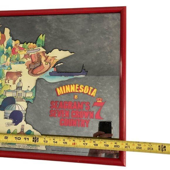 RARE Seagram's 7 Seven Crown Country Minnesota Bar Mirror Sign Vintage - Picture 2 of 9
